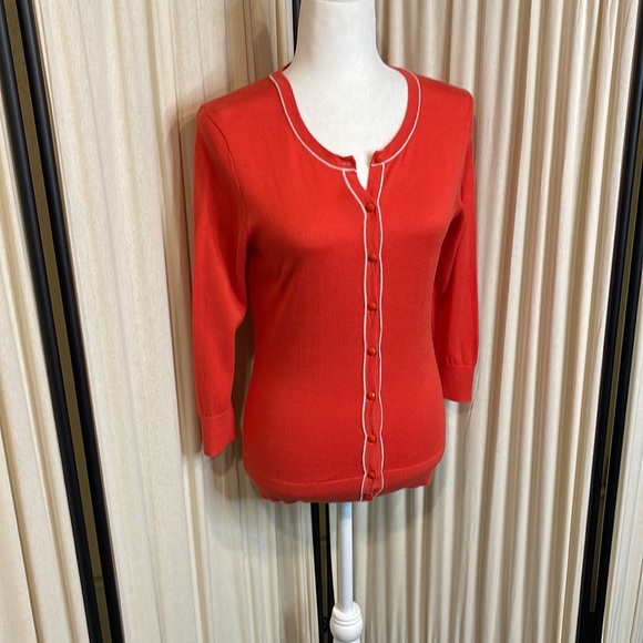 EUC- BANANA REPUBLIC ORANGE REDISH SOFT CARDIGAN SIZE SMALL - Picture 2 of 11